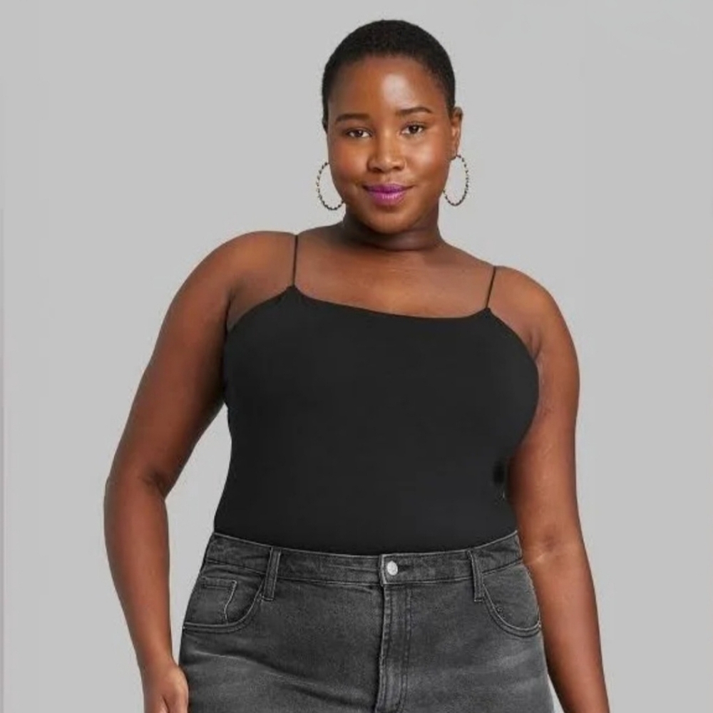 Wild Fable Black Tank Bodysuit Stretch Casual Seamless Cheeky Plus Size XXL
